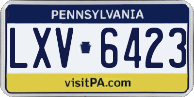 PA license plate LXV6423