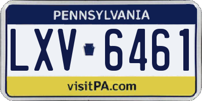 PA license plate LXV6461