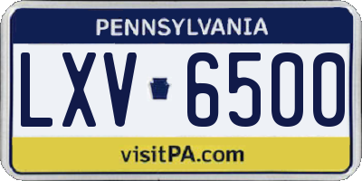 PA license plate LXV6500