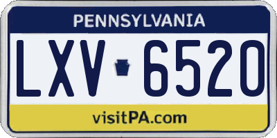 PA license plate LXV6520