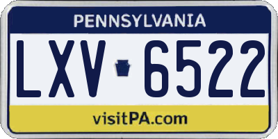 PA license plate LXV6522