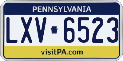 PA license plate LXV6523