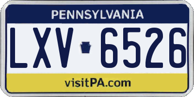 PA license plate LXV6526