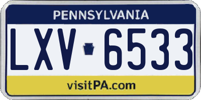 PA license plate LXV6533