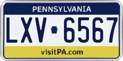 PA license plate LXV6567