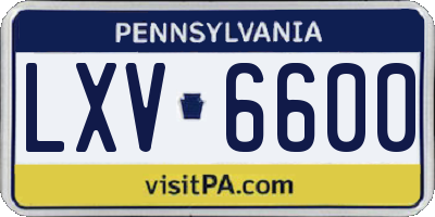 PA license plate LXV6600