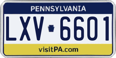 PA license plate LXV6601