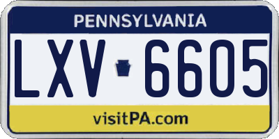 PA license plate LXV6605