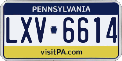 PA license plate LXV6614