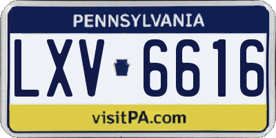 PA license plate LXV6616