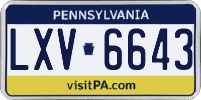 PA license plate LXV6643