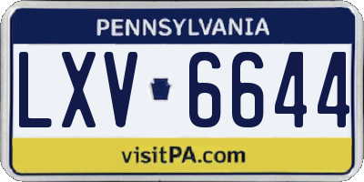 PA license plate LXV6644