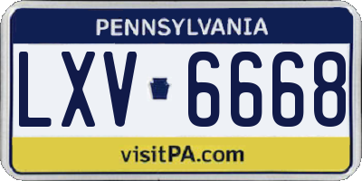 PA license plate LXV6668