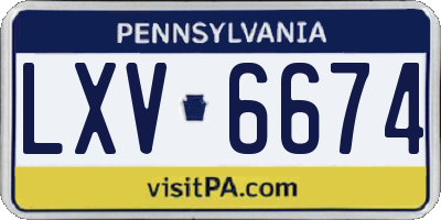 PA license plate LXV6674