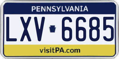 PA license plate LXV6685