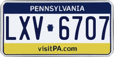 PA license plate LXV6707