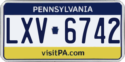 PA license plate LXV6742