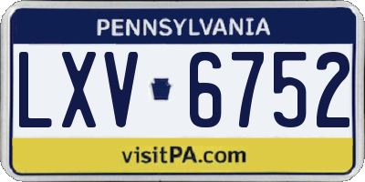 PA license plate LXV6752