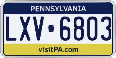 PA license plate LXV6803