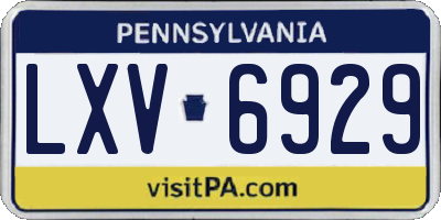 PA license plate LXV6929