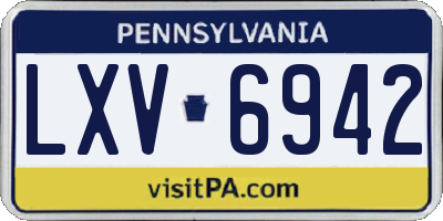 PA license plate LXV6942