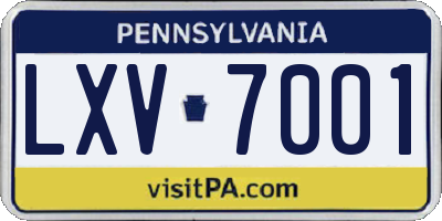 PA license plate LXV7001