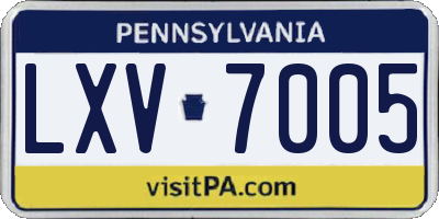 PA license plate LXV7005