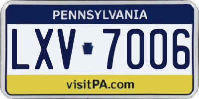 PA license plate LXV7006