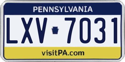 PA license plate LXV7031