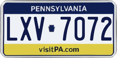 PA license plate LXV7072