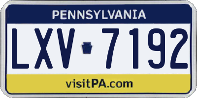 PA license plate LXV7192