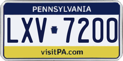 PA license plate LXV7200