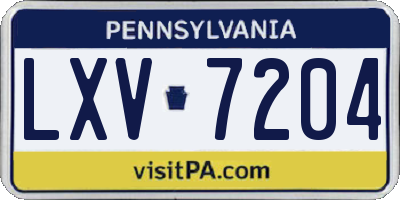 PA license plate LXV7204