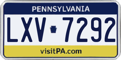 PA license plate LXV7292