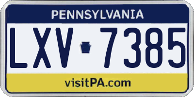 PA license plate LXV7385