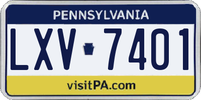 PA license plate LXV7401