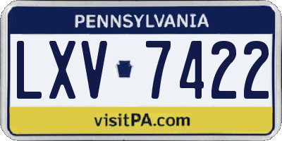 PA license plate LXV7422
