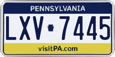 PA license plate LXV7445