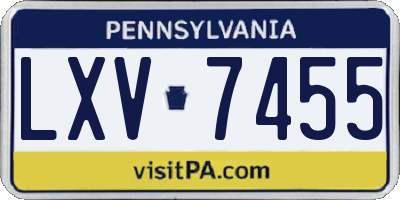 PA license plate LXV7455