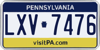 PA license plate LXV7476
