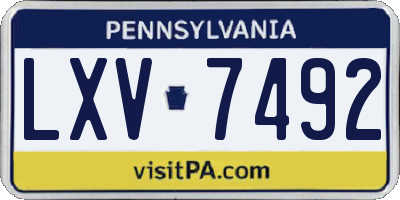 PA license plate LXV7492
