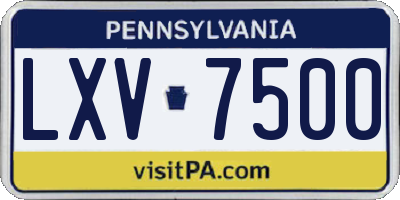 PA license plate LXV7500