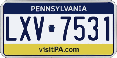 PA license plate LXV7531
