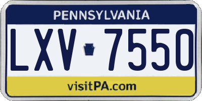 PA license plate LXV7550