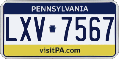 PA license plate LXV7567