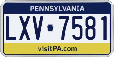 PA license plate LXV7581