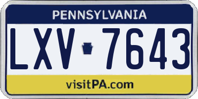 PA license plate LXV7643