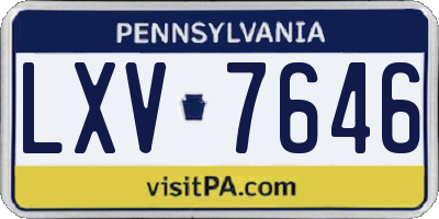 PA license plate LXV7646