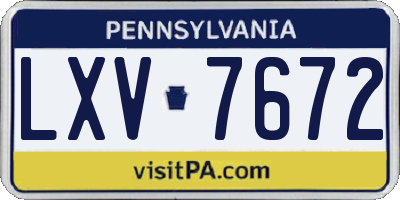 PA license plate LXV7672