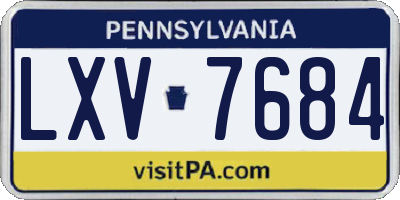PA license plate LXV7684